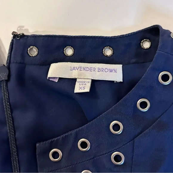 100% Silk Navy Blue Cocktail Dress by LAVANDER BROWN XS - Picture 5 of 9